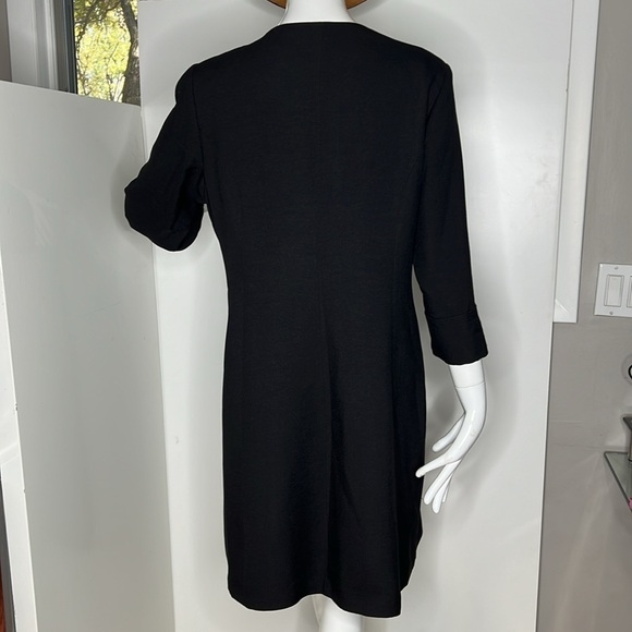 Bona Vita Sz 46 Black Blue Satin Lined 3/4 Sleeve Button Over Coat - Picture 4 of 10